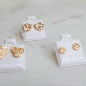 Stainless steel Silver Stud Earrings Set